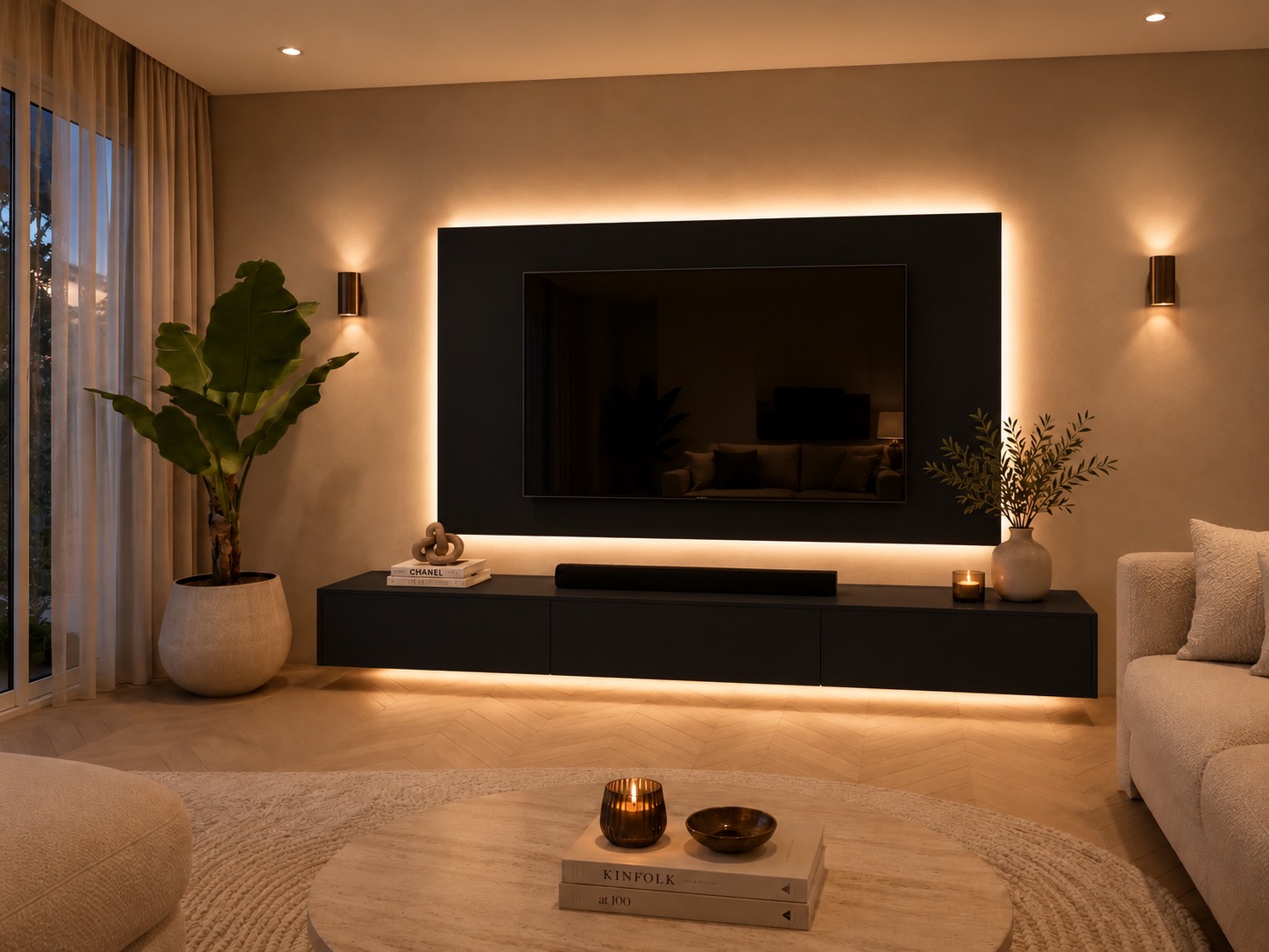 TV-paneel MDF RAL 9005 zwart