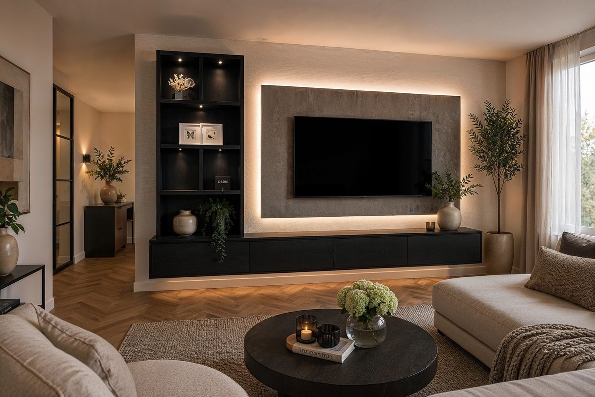 TV-paneel op maat aan de muur